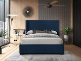 Oxford Linen Textured Fabric: 22% Linen, 33% Cotton, 35% Polyester / Engineered Wood / Foam Mid Century Modern Navy Linen Textured Fabric Full Bed (3 Boxes) - 63" W x 81.1" D x 53" H