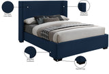 Oxford Linen Textured Fabric: 22% Linen, 33% Cotton, 35% Polyester / Engineered Wood / Foam Mid Century Modern Navy Linen Textured Fabric King Bed (3 Boxes) - 85" W x 86.6" D x 53" H