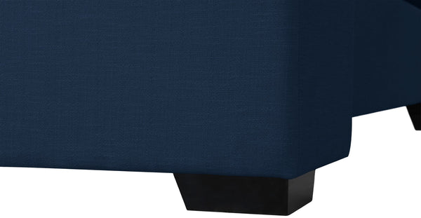Oxford Linen Textured Fabric: 22% Linen, 33% Cotton, 35% Polyester / Engineered Wood / Foam Mid Century Modern Navy Linen Textured Fabric King Bed (3 Boxes) - 85" W x 86.6" D x 53" H