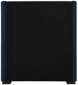 Oxford Linen Textured Fabric: 22% Linen, 33% Cotton, 35% Polyester / Engineered Wood / Foam Mid Century Modern Navy Linen Textured Fabric Twin Bed (3 Boxes) - 47.5" W x 81.1" D x 53" H