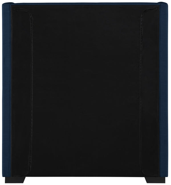 Oxford Linen Textured Fabric: 22% Linen, 33% Cotton, 35% Polyester / Engineered Wood / Foam Mid Century Modern Navy Linen Textured Fabric Twin Bed (3 Boxes) - 47.5" W x 81.1" D x 53" H