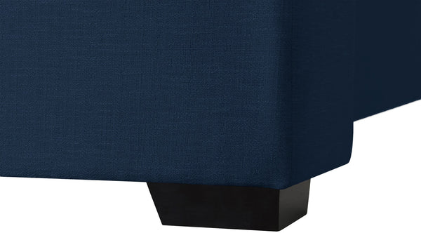 Oxford Linen Textured Fabric: 22% Linen, 33% Cotton, 35% Polyester / Engineered Wood / Foam Mid Century Modern Navy Linen Textured Fabric Twin Bed (3 Boxes) - 47.5" W x 81.1" D x 53" H