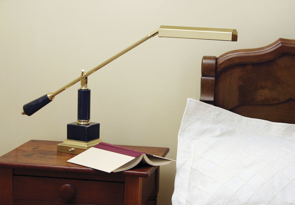 Counter Balance Polished Brass and Black Marble Piano/Desk Lamp