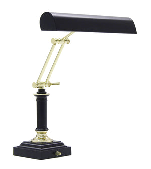 Desk/Piano Lamp 14" Polished Brass with Black Accents