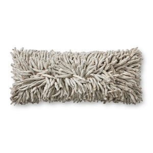 Pillows PLL0103 Handcrafted Silver Shaggy Throw Pillow – Luxurious Wool & Viscose for Cozy Spaces