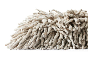 Pillows PLL0103 Handcrafted Silver Shaggy Throw Pillow – Luxurious Wool & Viscose for Cozy Spaces