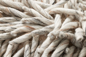 Pillows PLL0103 Handcrafted Silver Shaggy Throw Pillow – Luxurious Wool & Viscose for Cozy Spaces