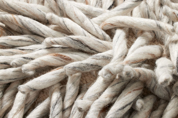 Pillows PLL0103 Handcrafted Silver Shaggy Throw Pillow – Luxurious Wool & Viscose for Cozy Spaces