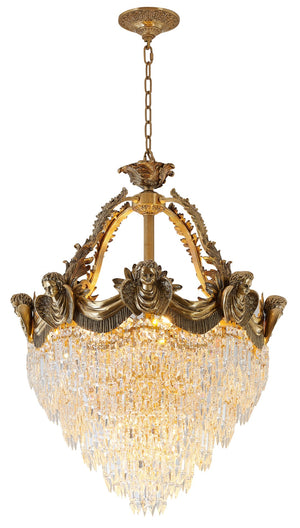 Bethel Brass Chandelier in Metal & Crystal