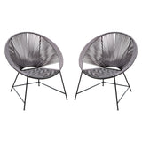 Pablo 2-Pack Accent Chairs in Black/Grey Rope w/ Black Metal Frame
