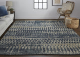 Palomar Luxe Hand Knot Abstract Area Rug, Denim Blue, 9x6in x 13x6in