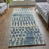 Palomar Luxe Hand Knot Abstract Area Rug, Denim Blue, 2x6in x 8ft