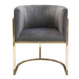Pandora Dining Chair in Grey Velvet with Polished Gold Frame