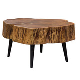 Panorama Natural Acacia One of a Kind Cocktail Table w/ Live Edge & Black Iron Legs by Diamond Sofa