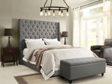 Park Avenue Queen Tufted Bed with Vintage Wing in Grey Linen by Diamond Sofa