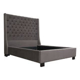 Park Avenue Eastern King Tufted Bed with Vintage Wing in Smoke Grey Velvet by Diamond Sofa