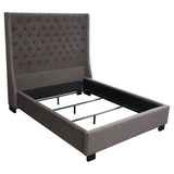 Park Avenue Eastern King Tufted Bed with Vintage Wing in Smoke Grey Velvet by Diamond Sofa