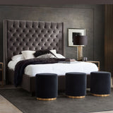 Park Avenue Queen Tufted Bed with Vintage Wing in Smoke Grey Velvet by Diamond Sofa