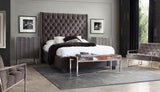 Park Avenue Queen Tufted Bed with Vintage Wing in Smoke Grey Velvet by Diamond Sofa