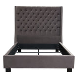 Park Avenue Tufted Bed with Vintage Wing in Smoke Grey Velvet