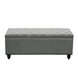 Park Ave Tufted Lift-Top Storage Trunk - Grey Linen