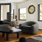 Pascal Swivel Chair in Charcoal Boucle Textured Fabric w/ Contoured Arms & Back by Diamond Sofa