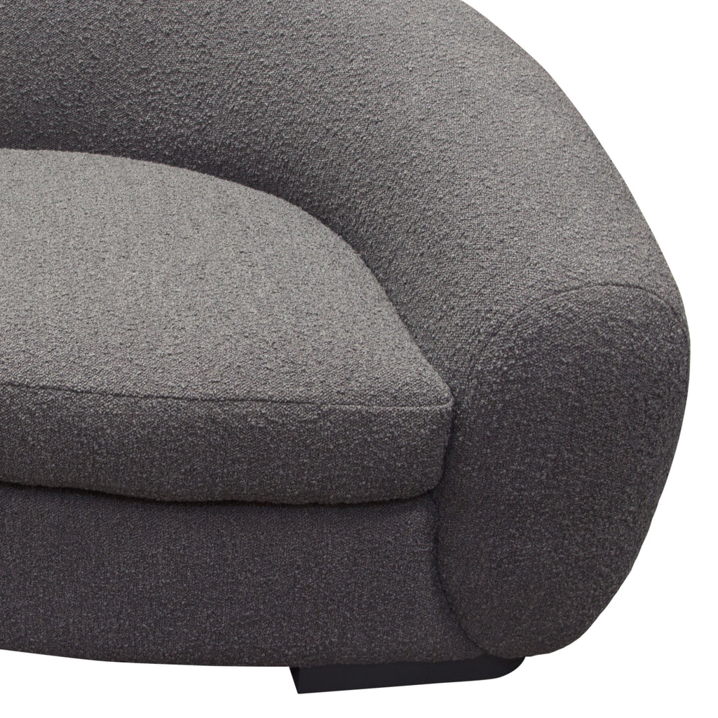 Pascal Sofa in Charcoal Boucle Textured Fabric w/ Contoured Arms & Back by Diamond Sofa