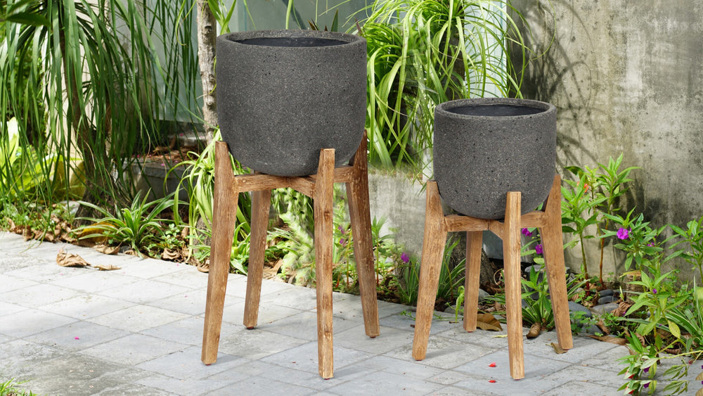 LH Imports Patio Small Round Standing Pot PAT011-S