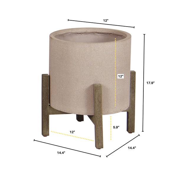 LH Imports Patio Round Standing Pot Small PAT015-BR