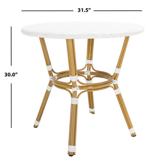 Sidford Rattan Bistro Table - Elegant French Design, White & Brown Wicker, Perfect for Dining Spaces