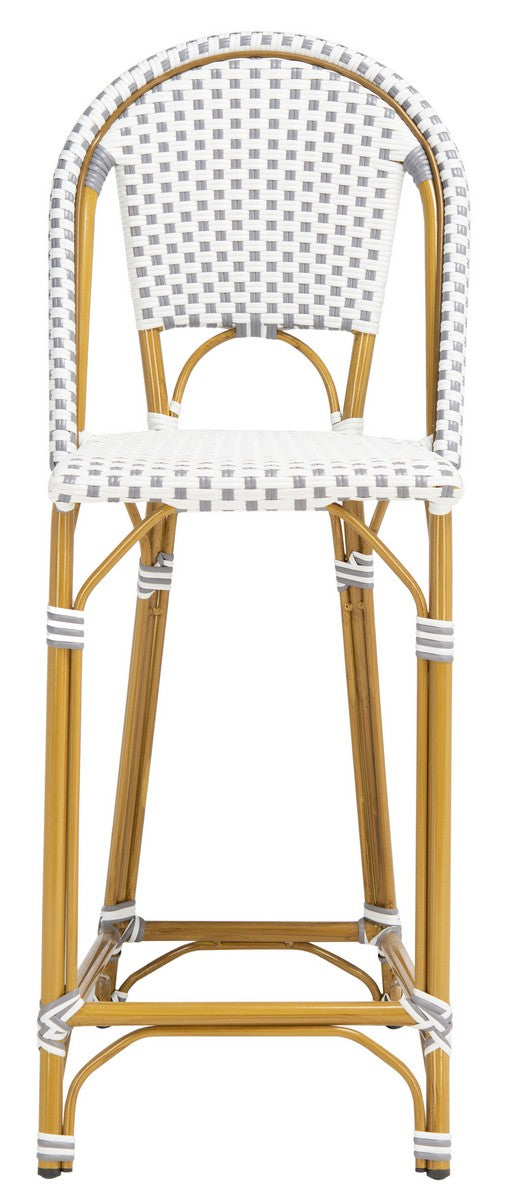 Zaid Stackable Bar Stool – Stylish Coastal Design with Woven PE Wicker and Elegant Brown Frame