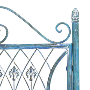 Leah 4 Piece Antique Blue Patio Set - Elegant Victorian Iron Loveseat, Chairs & Coffee Table