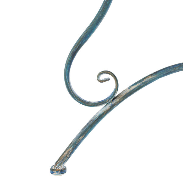 Leah 4 Piece Antique Blue Patio Set - Elegant Victorian Iron Loveseat, Chairs & Coffee Table