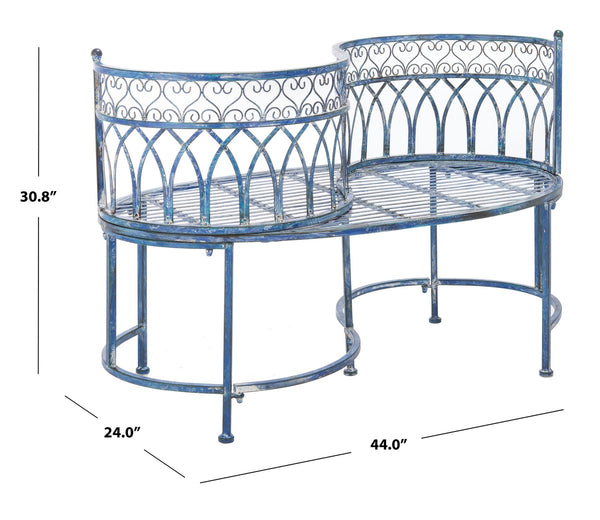 Safavieh Lara Kissing Bench Antique Blue PAT5005C