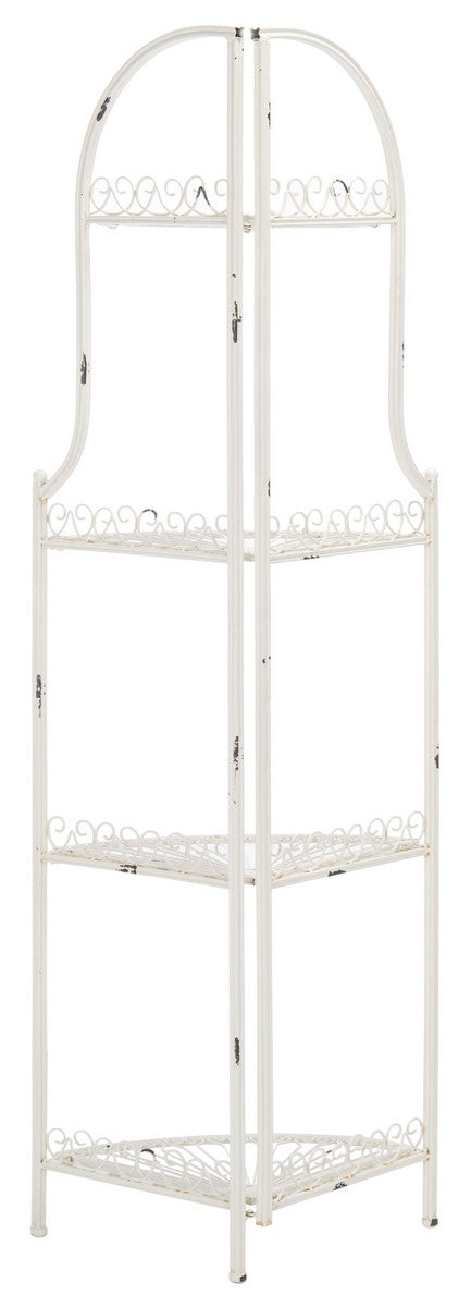 Abarrane Wrought Iron 4 Tier Outdoor Corner Shelf