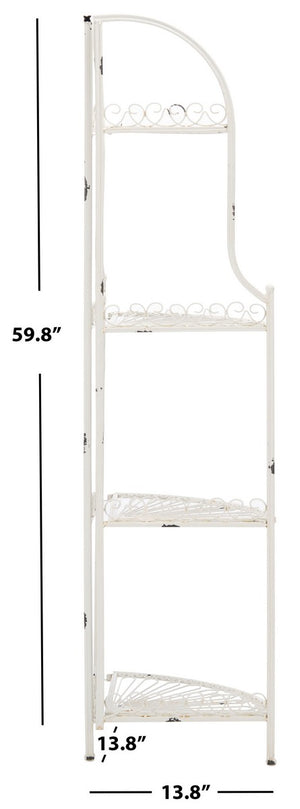 Abarrane Wrought Iron 4 Tier Outdoor Corner Shelf