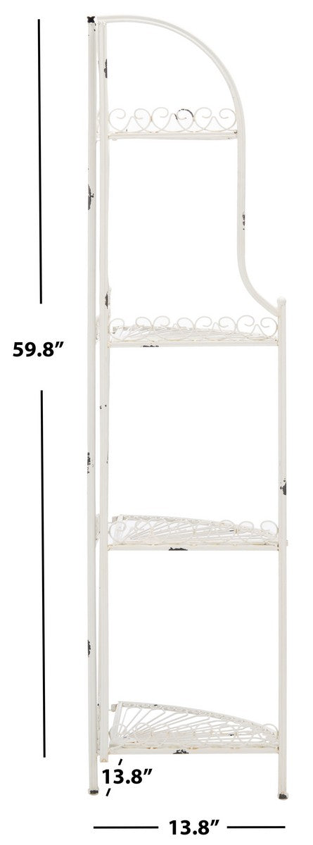 Abarrane Wrought Iron 4 Tier Outdoor Corner Shelf