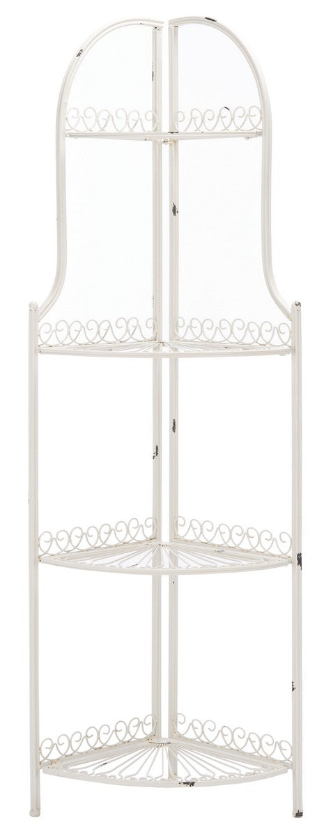 Abarrane Wrought Iron 4 Tier Outdoor Corner Shelf