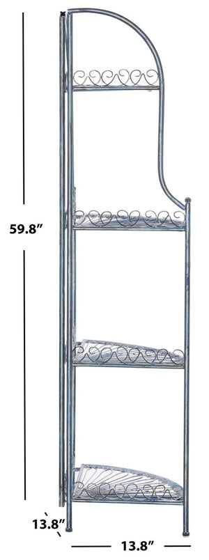 Abarrane Wrought Iron 4 Tier Outdoor Corner Shelf