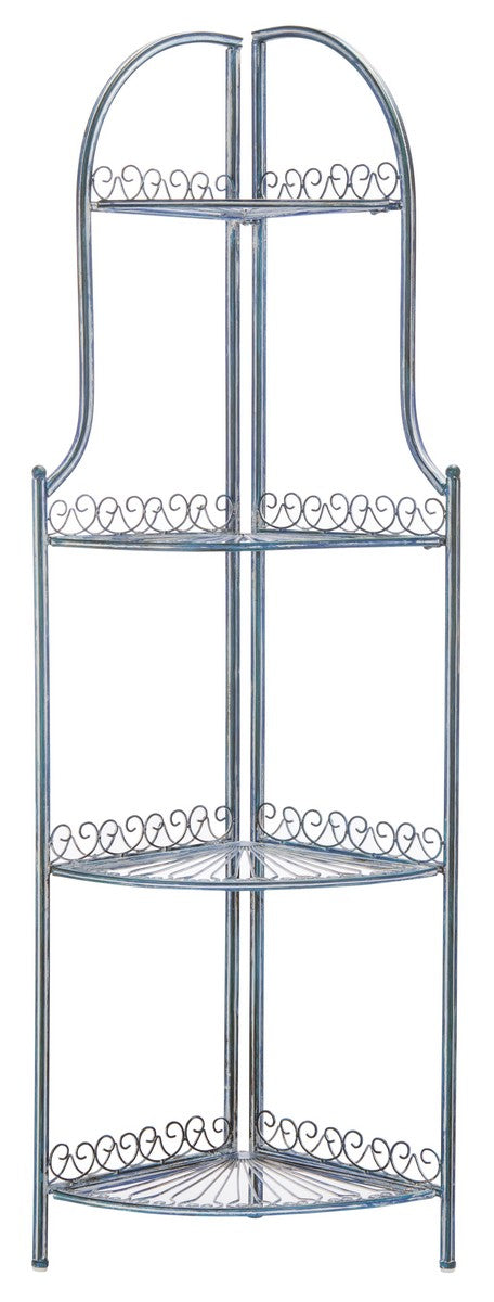 Abarrane Wrought Iron 4 Tier Outdoor Corner Shelf