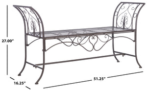 Safavieh Adina Wrought Iron 51.25 Inch W Outdoor Garden Bench PAT5016B