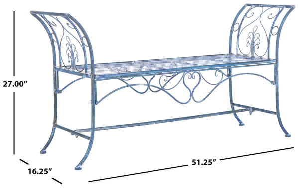 Safavieh Adina Wrought Iron 51.25 Inch W Outdoor Garden Bench PAT5016C