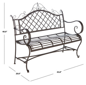 Safavieh Abner Wrought Iron 45.75 Inch W Outdoor Garden Bench PAT5017B