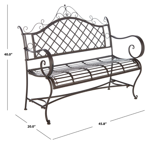 Safavieh Abner Wrought Iron 45.75 Inch W Outdoor Garden Bench PAT5017B