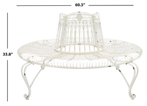 Safavieh Ally Darling Wrought Iron 60.25 Inch W Outdoor Tree Bench PAT5019B