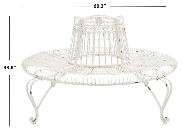 Safavieh Ally Darling Wrought Iron 60.25 Inch W Outdoor Tree Bench PAT5019B