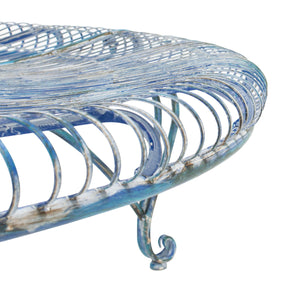Ally Outdoor Tree Bench - Antique Blue Wrought Iron Garden Seating with Elegant Curved Design 60.25"