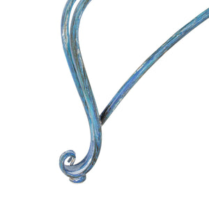 Ally Outdoor Tree Bench - Antique Blue Wrought Iron Garden Seating with Elegant Curved Design 60.25"