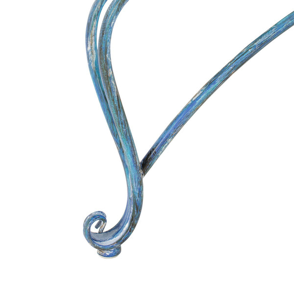 Ally Outdoor Tree Bench - Antique Blue Wrought Iron Garden Seating with Elegant Curved Design 60.25"