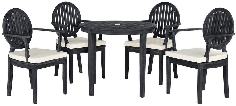 Chino 5-Piece Dining Set - Modern Acacia Wood with Textilene Cushions for Stylish Outdoor Dining